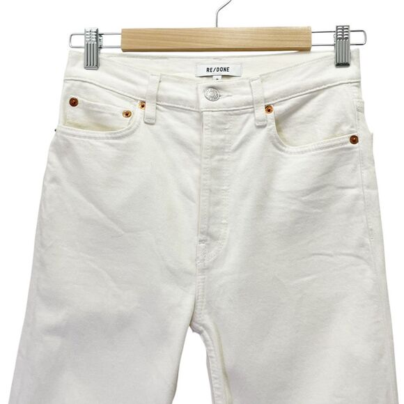 RE/DONE 90s High Rise Ankle Crop Raw Hem Jeans in Vintage White Size 26 | 2 - Picture 4 of 13